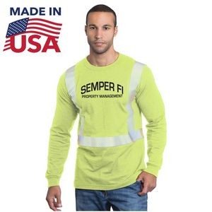 Class 2 USA-Made Poly-Cotton Segmented Safety Long Sleeve T-Shirt