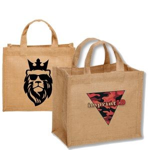 Recyclable Compact Economy Jute Tote Bag W/ Gusset (9" x 8" x 5")