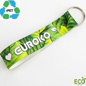 3/4" rPET Recycled Polyester Sublimation Wrist Lanyard W/ Keyring