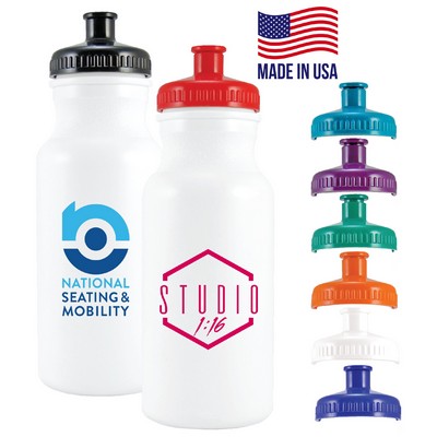 Bike Bottle USA made 20 oz plastic water bottles push spout