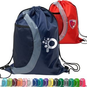 Heavy Duty Drawstring Cinch Up Side Mesh Pocket Backpack (15" x 18")