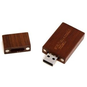64 GB Wooden Rectangular USB Drive w/Magnetic Closure