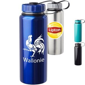 34 oz. BPA free Stainless Steel Water Bottle w/ Tethered lid