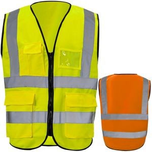 3.8oz. Knitted Class 2 Double Band Reflective Tape Safety Vest with 4 Pockets
