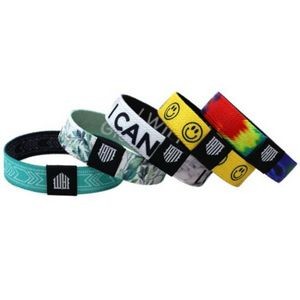 5/8" Sublimated Elastic Event Wristband W/ Customizable Woven Label