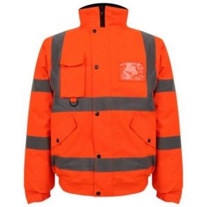 High Visibility Class 3 Heavy Duty Waterproof Safety Bomber Jacket With Hood