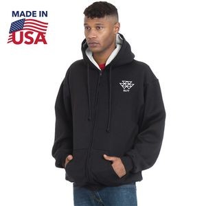 Made in USA 100% Pre-Shrunk Heavy Thermal Lined Full Zip Hoodie