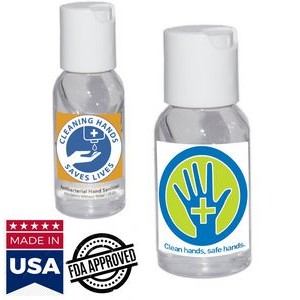 1 Oz. USA Made Antibacterial Hand Sanitizer Gel Bottle