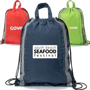 Premium Two Color Stripes 210D Polyester Drawstring Backpack (13" x 16")