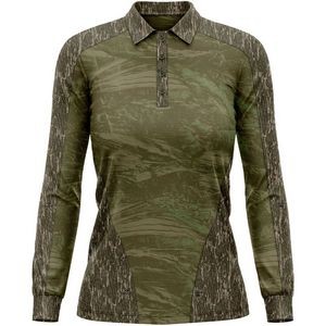 Mossy Oak® Women's 4.4 Oz. Polyester Interlock Long Sleeve Polo Shirt