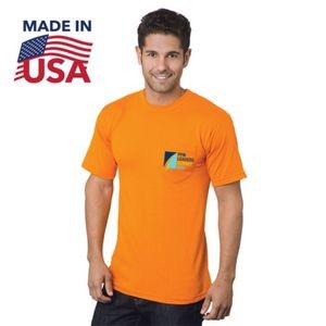 High Vis 100% USA-Made Poly-Cotton Non-ANSI Safety T-Shirt With Pocket