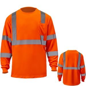 Hi Vis Poly-Cotton Class 3 Reflective Tape Safety T-Shirt With Pocket