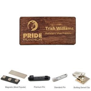 2.125 inch x 3.375 inch Engraved Wood Name Badge