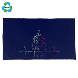 24"x 42" Eco-friendly rPET Sublimated Microfiber Velour Gym Towel w/ Cotton Terry Loops