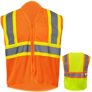 3.8 Oz. Polyester Class 2 Two Tone Reflective Tape Safety Vest With Pocket