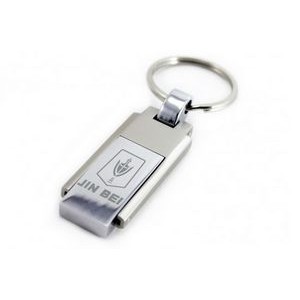 8 GB Powdercoat & Chrome Steel Swivel USB Drive w/Keyring