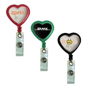 Colored Heart Shaped Retractable Badge Reel w/ Belt Clip backing