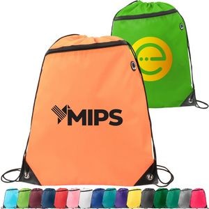 Premium Drawstring Cinch Up Front Pocket Backpack w/ Earphone Outlet (14" x 18")