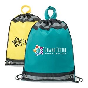 Heavy Duty Tri Color Stripes Drawstring Backpack (13" x 16")