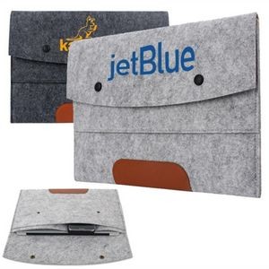 Clamshell Felt Laptop Sleeve w/ Two Compartments