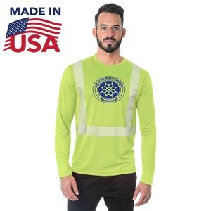 Class 2 USA-Made 100% Polyester Segmented Safety Long Sleeve T-Shirt