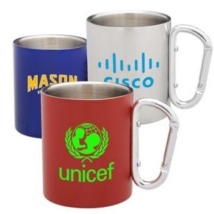 10 oz Stainless Steel Coffee Mugs w/ Custom Logo & Carabiner