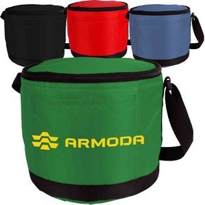 Round Cooler 6-Can Foil Inner Lining Zipper Insulated Bag (8" X 6")