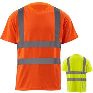 Hi Viz Class 2 Poly-Cotton Odor Reducing Double Band Reflective Tape Safety T-Shirt
