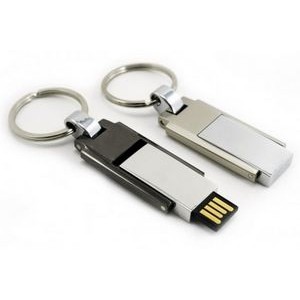2 GB Keyring w/Chrome Steel Swivel USB Drive