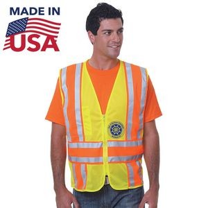 Class 2 USA Made Mesh Safety Zipper Vest with Pockets