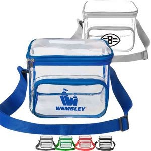 Stadium Approved Clear Transparent PVC Lunch Bag With Front Zipper Pocket
