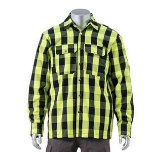 High Visibility Buffalo Plaid Quilt-Lined Flannel Safety Shirt Jacket