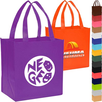 Discount Grocery Non Woven Tote Bag W/ Gusset USA Decorated (12" X 12.75" X 8")