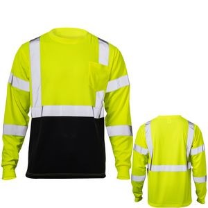 Class 3 Breathable Hi Vis Reflective Safety Long Sleeve T-Shirt With Pocket