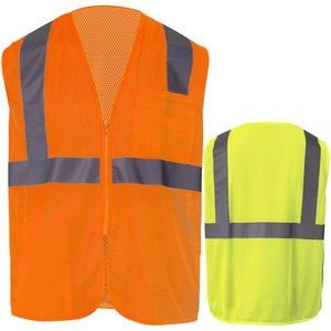 3.8 Oz. Polyester Class 2 Reflective Tape Safety Hook & Loop Vest with Pocket