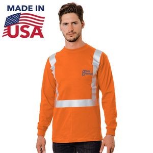Class 2 USA-Made Poly-Cotton Safety Long Sleeve T-Shirt with Pocket