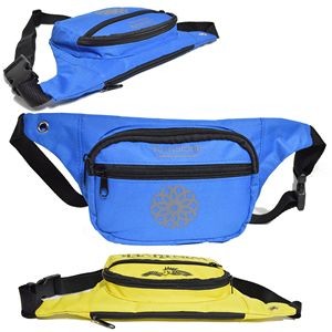 600D Polyester Fanny Pack w/ 3 Zippers 12.8"W X 5"H X 2"D