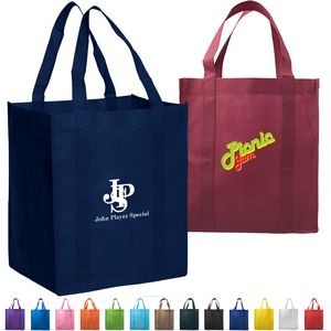 Non-Woven Totes w/Gusset, Reusable Grocery Shopping Tote Bag (13"x15"x10")