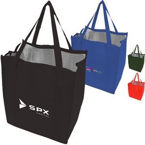 235 GSM Non-Woven Reinforce Handle Insulated Grocery W/ Gusset Tote Bag (13" X 15" X 9")