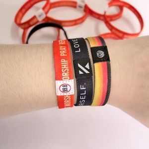 1/2" Sublimated Elastic Event Wristband W/ Customizable Woven Label