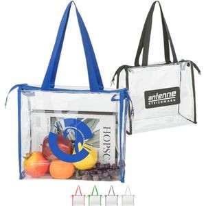 Stadium Approved Clear Transparent PVC Zippered Shopping Tote (12"x12"x6")