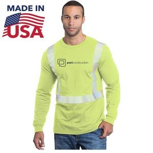 Class 2 USA-Made 100% Cotton Segmented Safety Long Sleeve T-Shirt