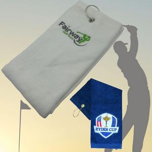 450G 100% Cotton Embroidered Golf Towel w/ Carabiners 15.5 " x 24.4"