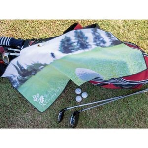 20"x 30" Sublimated Waffle Microfiber Caddy Towel with Grommet & Carabiner