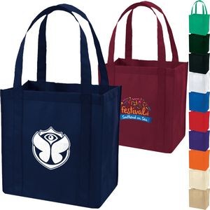 Non-Woven Shopping Tote Bag W/ Gusset & Plastic Bottom USA Decorated (12.5" x 13.5" x 8.5")