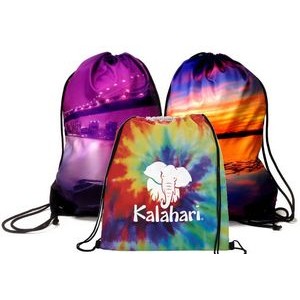 Large 16"x 20" Cotton Drawstring Backpack w/Full Color Print