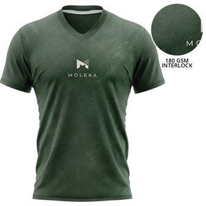 Unisex 180 GSM Poly Interlock Sublimation Short Sleeve V-Neck T-Shirt