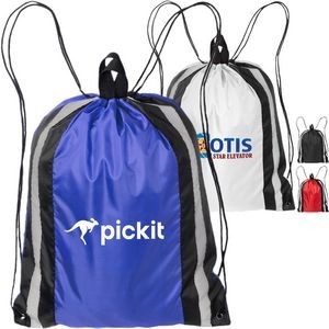 Two Color Reflector Side Strips Drawstring Backpacks