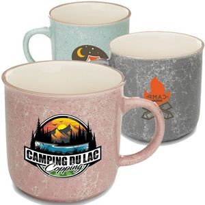 13 Oz Marble Finish Ceramic Camping Coffee Mug W/ Flared Top