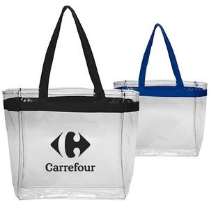 Clear Plastic Tote Bag w/ Colored Handles (12" x 11.75")